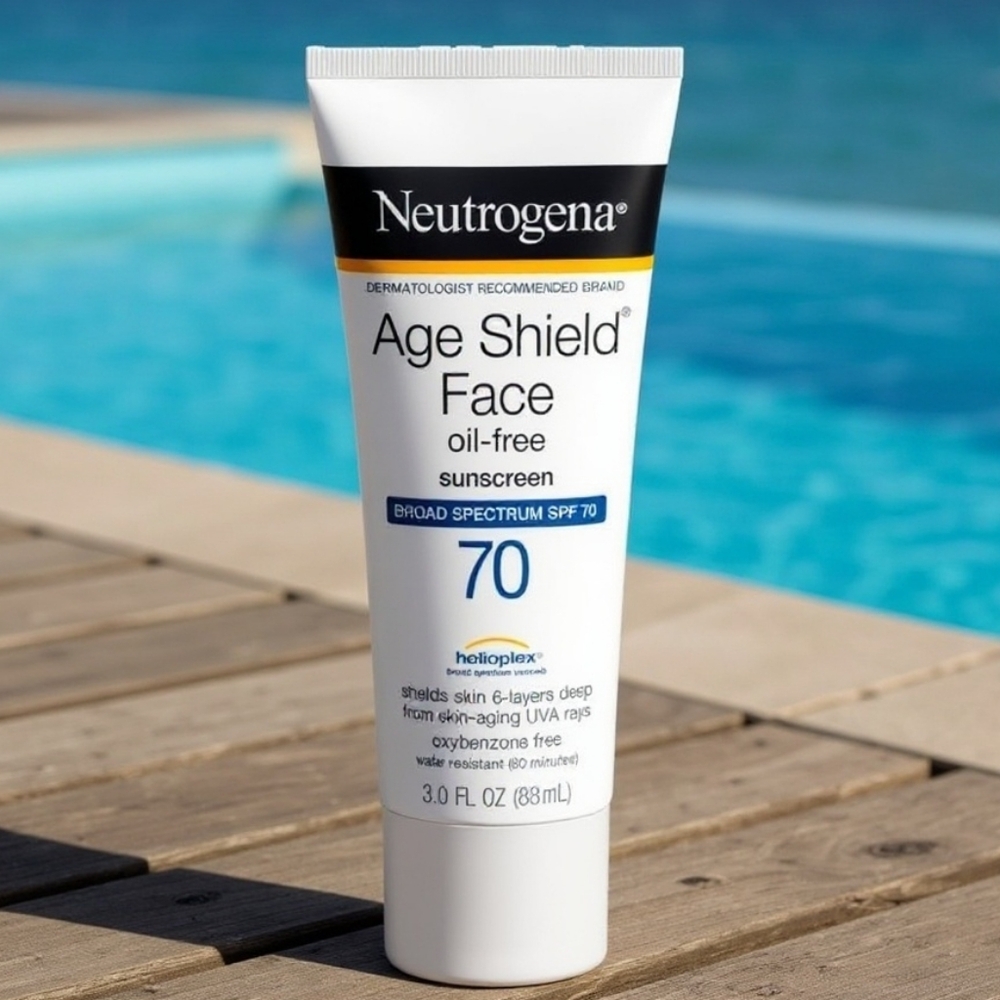Neutrogena Age Shield Face Oil-Free Sunscreen, SPF 70 Sunblock, 3 fl oz New